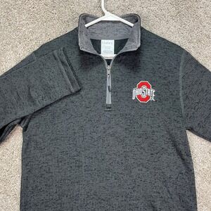 Ohio State‎ Buckeyes Men's Small Quarter Zip Pullover Gray Knit Sweater Hanes